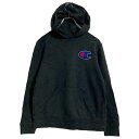 【中古】【古着】 Champion ロゴスウェット パーカー キッズ M ブラック チャンピオン プルオーバー 裏起毛 古着卸 アメリカ仕入 a612-7597