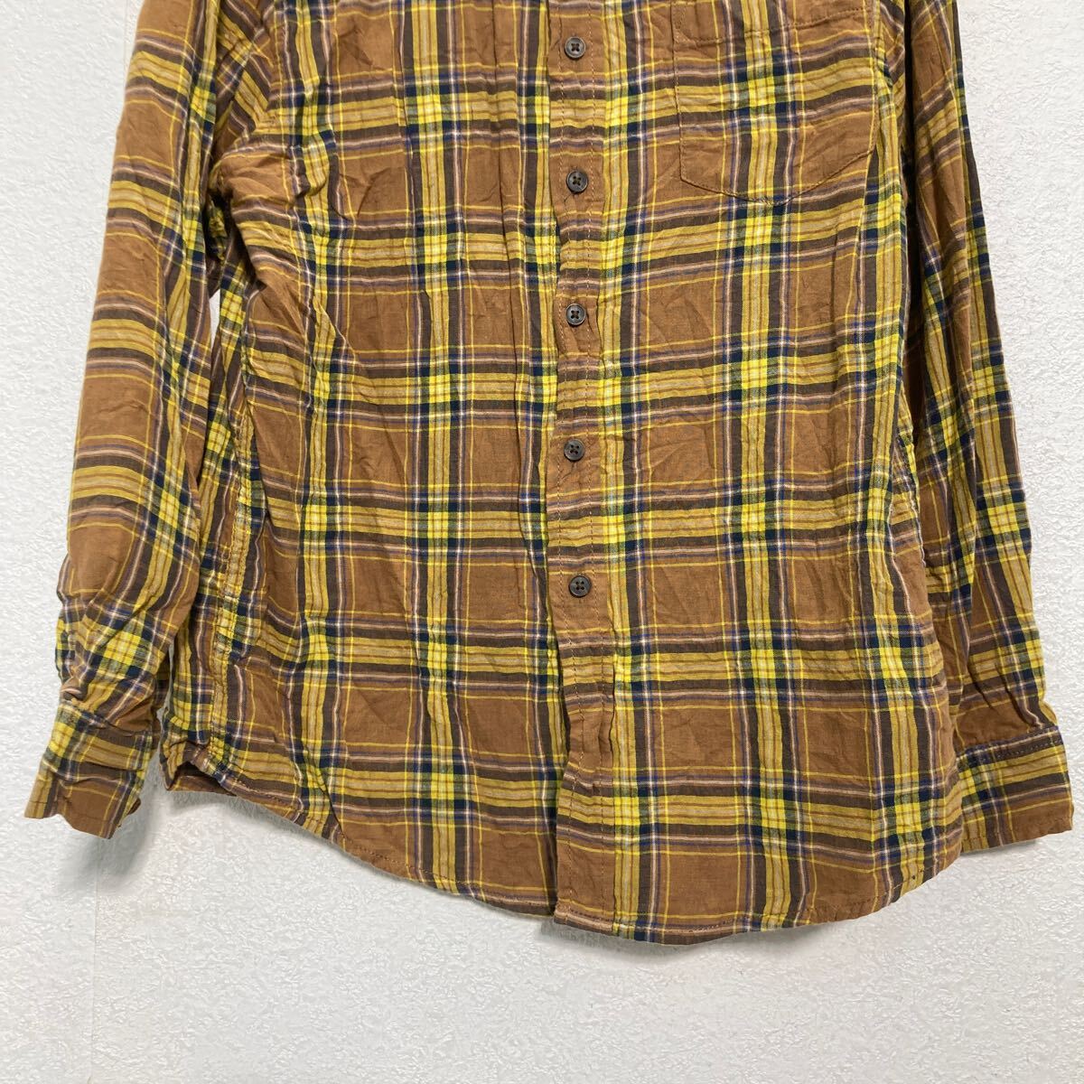 【中古】【古着】 Wonder nation 長袖 チェックシャツ キッズ XL 160〜 ベージュ ...