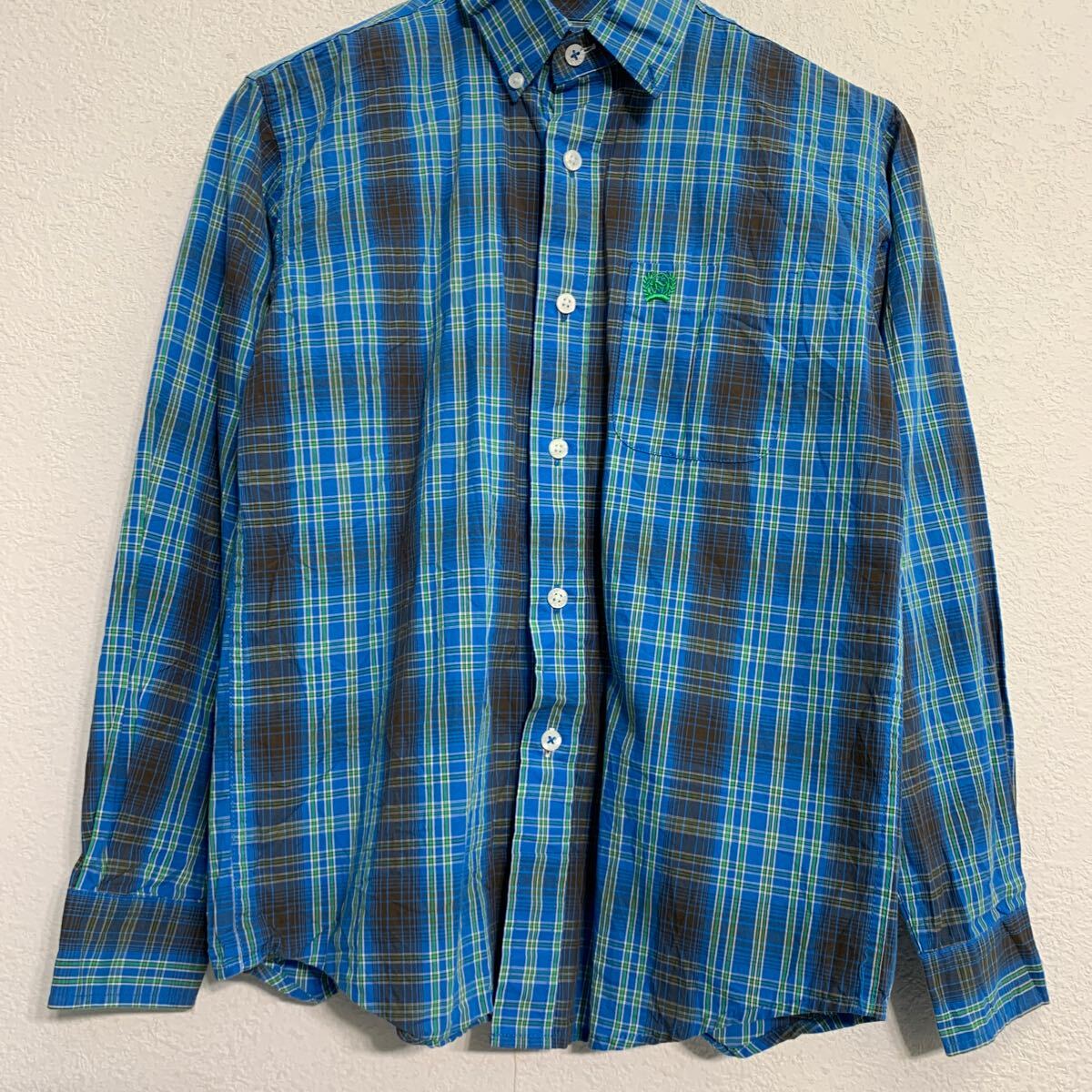 【中古】【古着】 長袖 チェックシャツ M キッズ 150〜 ブルー ブラック グリーン ...
