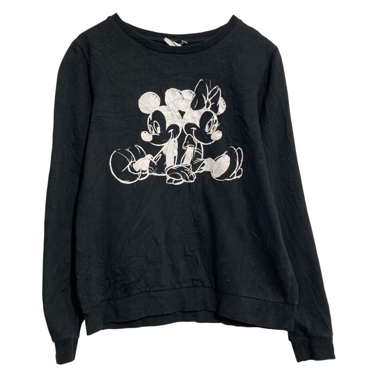 【中古】【古着】 Disney キャラクタースウェット トレーナー ディズニー S ブラック レディース プルオーバー 裏起毛 古着卸 アメリカ仕入 a612-7875