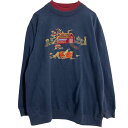 【中古】【古着】 ロゴスウェット トレーナー レディース M ネイビー バーガンディ ダブルネック 刺繍 プルオーバー 裏起毛 古着卸 アメリカ仕入 a612-8043