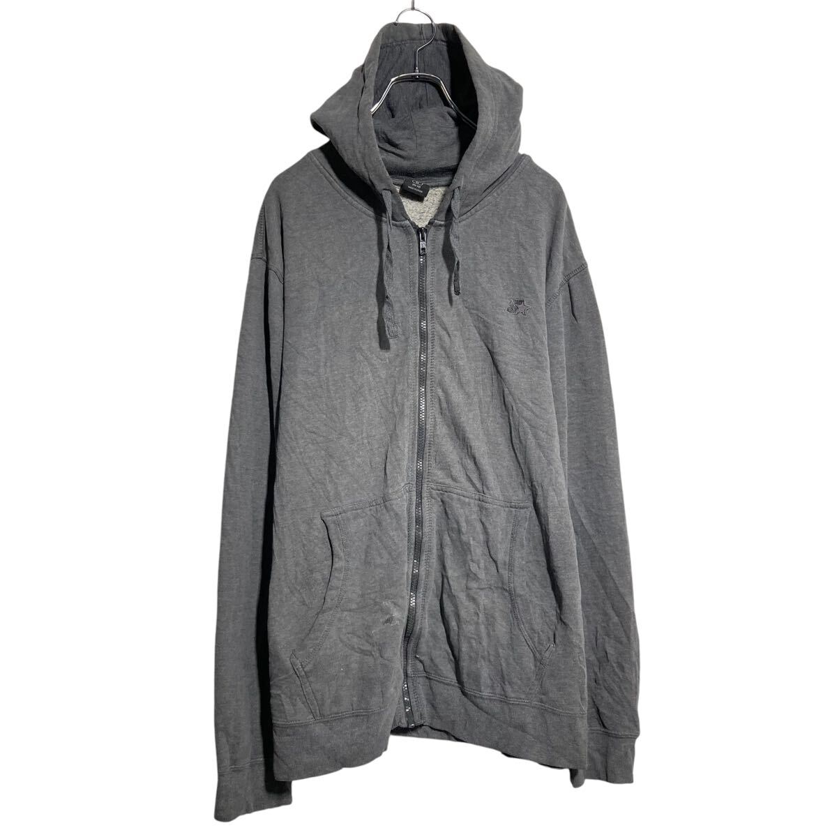 Sweat - 【中古】【古着】 starter ロゴスウェット パーカー スターター XL ダークグレー ビッグサイズ フルジップ 古着卸 アメリカ仕入 a612-8070
