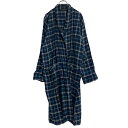 【中古】【古着】 M&S チェック ナイトガウン L〜 ネイビー ブルー ホワイト ロング 羽織 ポケット 古着卸 アメリカ仕入 a612-8118(4)