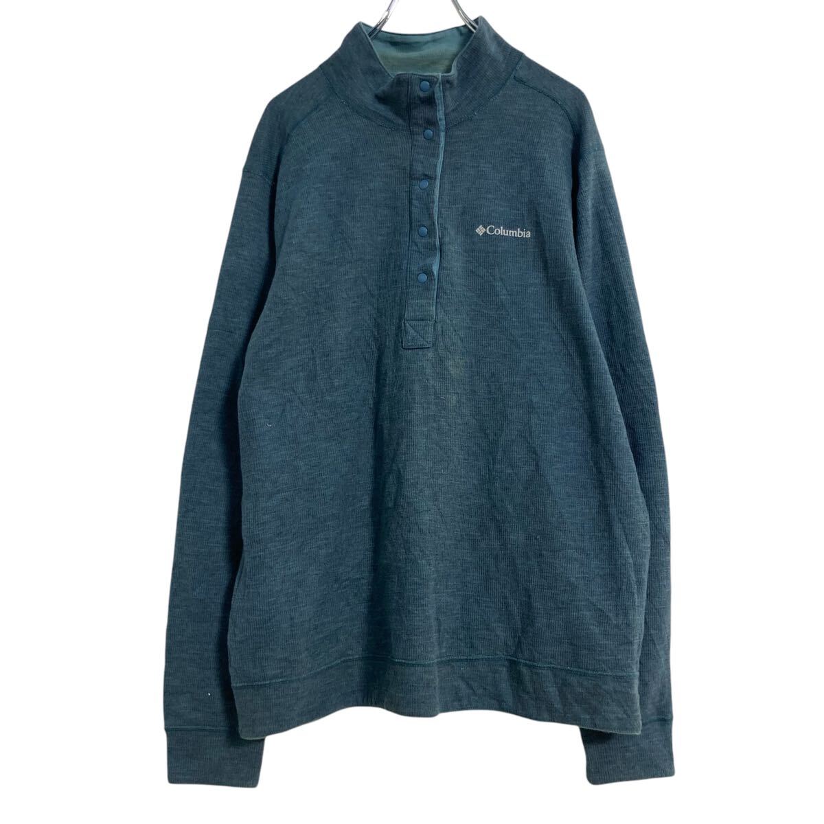 【中古】【古着】 Columbia ロゴスウェット トレーナー L くすみブルー コロンビア ハーフボタン プルオーバー 古着卸 アメリカ仕入 a612-8146