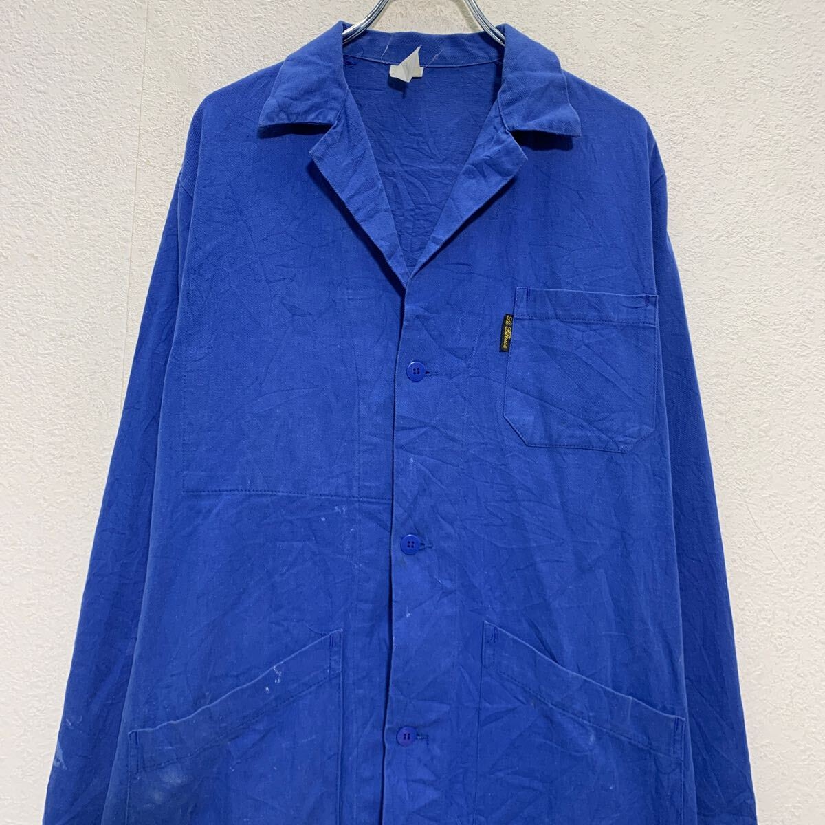 【中古】【古着】 ショップコート XL 程 ブルー ボタン ビッグサイズ エンジニアコート ラボコート ワークウェア 古着卸 アメリカ仕入 a701-5020