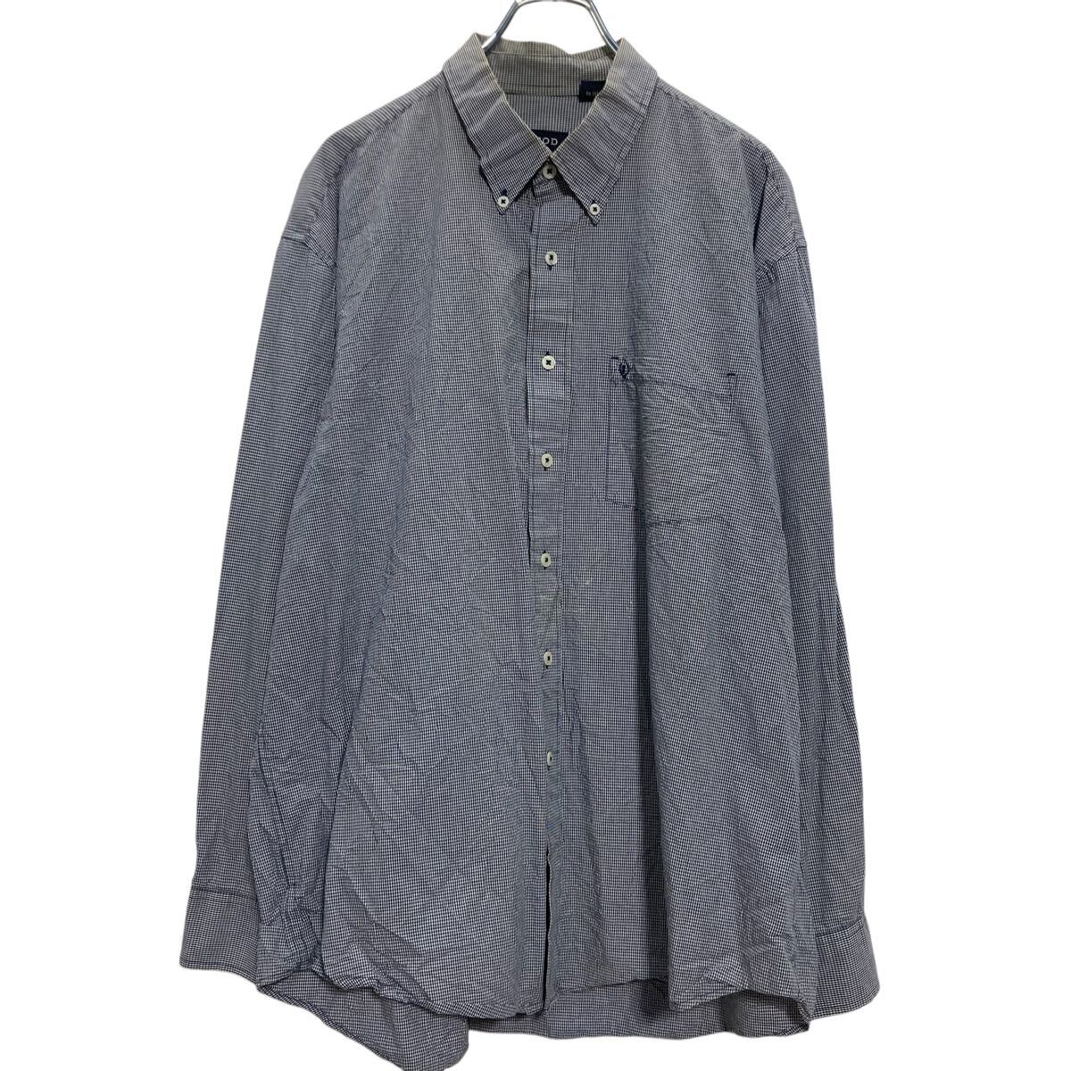 【中古】【古着】 IZOD 長袖 チェックシャツ XL ネイビー アイゾッド ボタンダウン ワンポイントロゴ 古着卸 アメリカ仕入 a701-5062