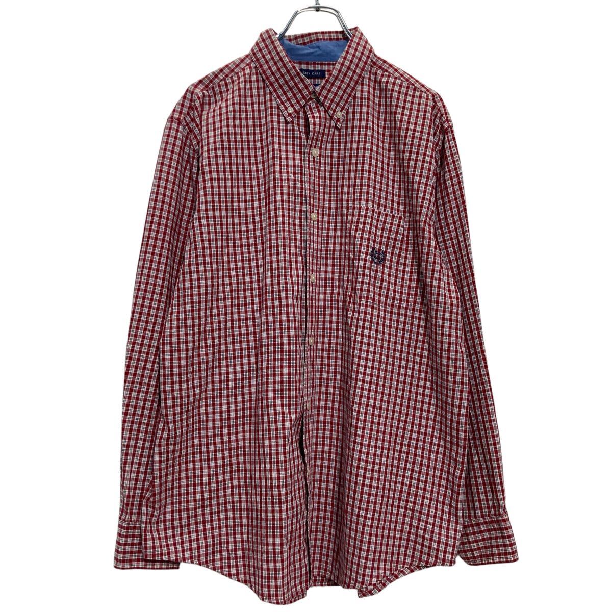 【中古】【古着】 CHAPS 長袖 チェックシャツ L レッド ホワイト チャップス ボタンダウン ワンポイントロゴ 古着卸 アメリカ仕入 a701-5075