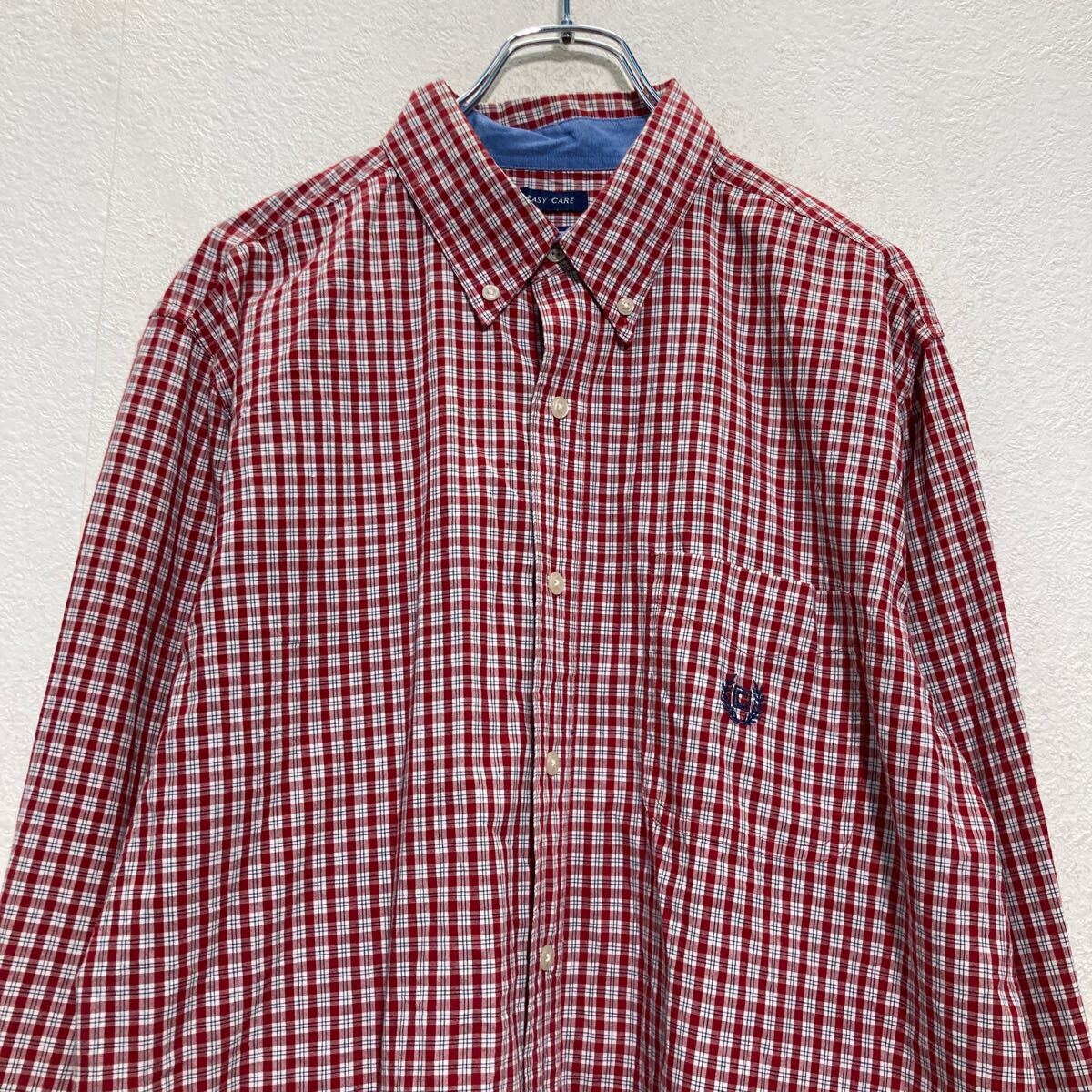 【中古】【古着】 CHAPS 長袖 チェックシャツ L レッド ホワイト チャップス ボタンダウン ワンポイントロゴ 古着卸 アメリカ仕入 a701-5075