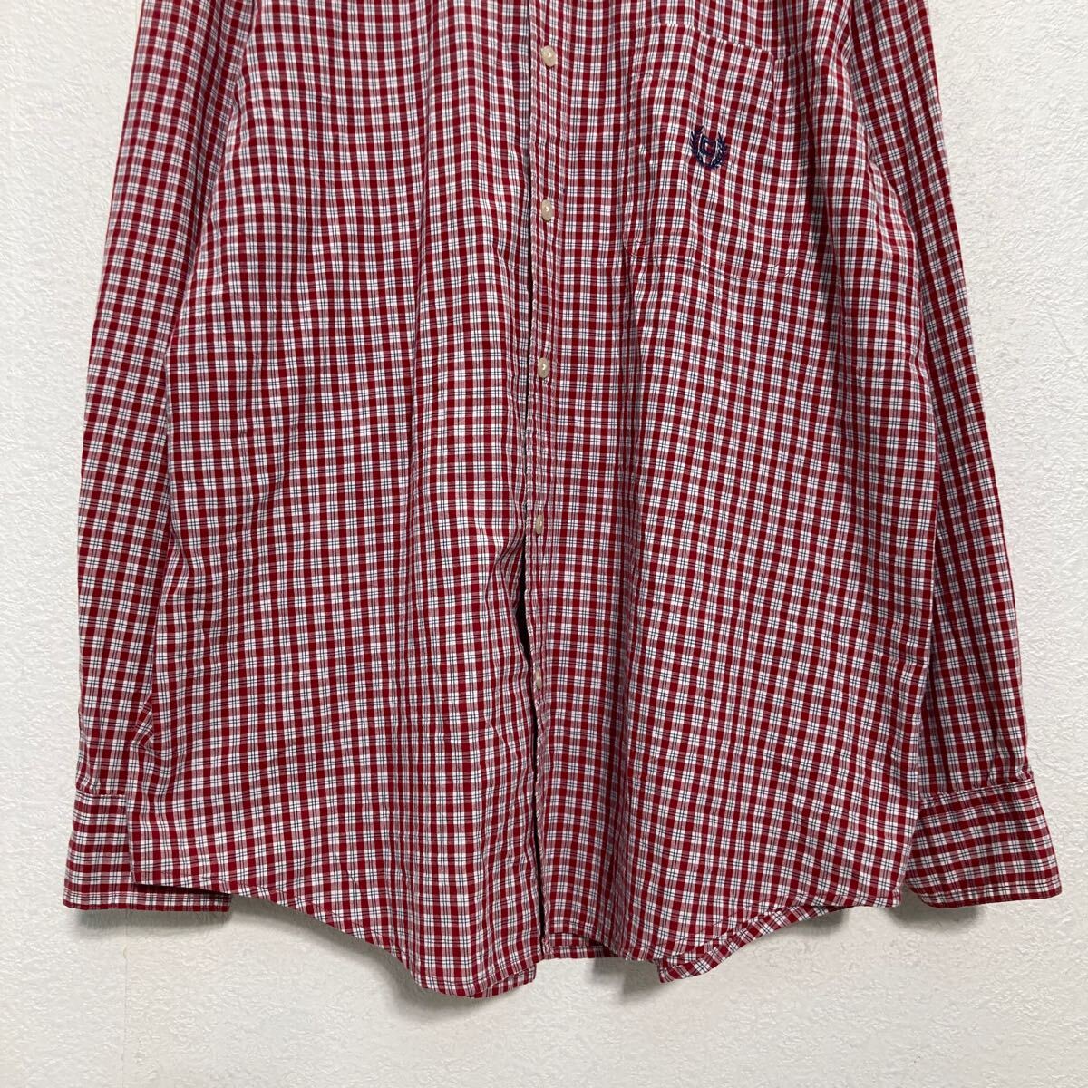 【中古】【古着】 CHAPS 長袖 チェックシャツ L レッド ホワイト チャップス ボタンダウン ワンポイントロゴ 古着卸 アメリカ仕入 a701-5075