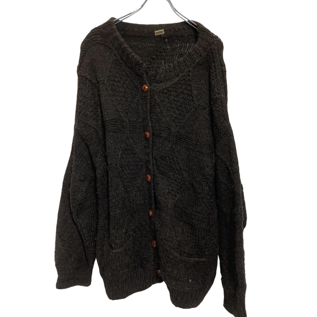 【中古】【古着】 ウールニット セーター カーディガン レディース 2XL～ ダークブラウン ビッグサイズ 古着卸 アメリカ仕入 a701-5296