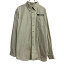 【中古】【古着】 L.L.Bean 長袖 無地シャツ L オフホワイト エルエルビーン ボタンダウン ワンポイント 刺繍 胸ポケット 古着卸 アメリカ仕入 a701-5321(4)