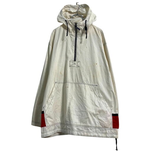 【中古】【古着】 アノラックパーカー 2XL〜 ホワイト レッド ハーフジップ プルオーバー 古着卸 アメリカ仕入 a701-5526 【中古】【古着】 アノラックパーカー 2XL〜 ホワイト レッド ハーフジップ プルオーバー 古着卸 アメリカ仕入 a701-5526
