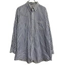 【中古】【古着】 BROOKS BROTHERS 長袖 ストライプシャツ 17 XL 程 ホワイト ブルー ブルックスブラザーズ ボタンダウン 古着卸 アメリカ...