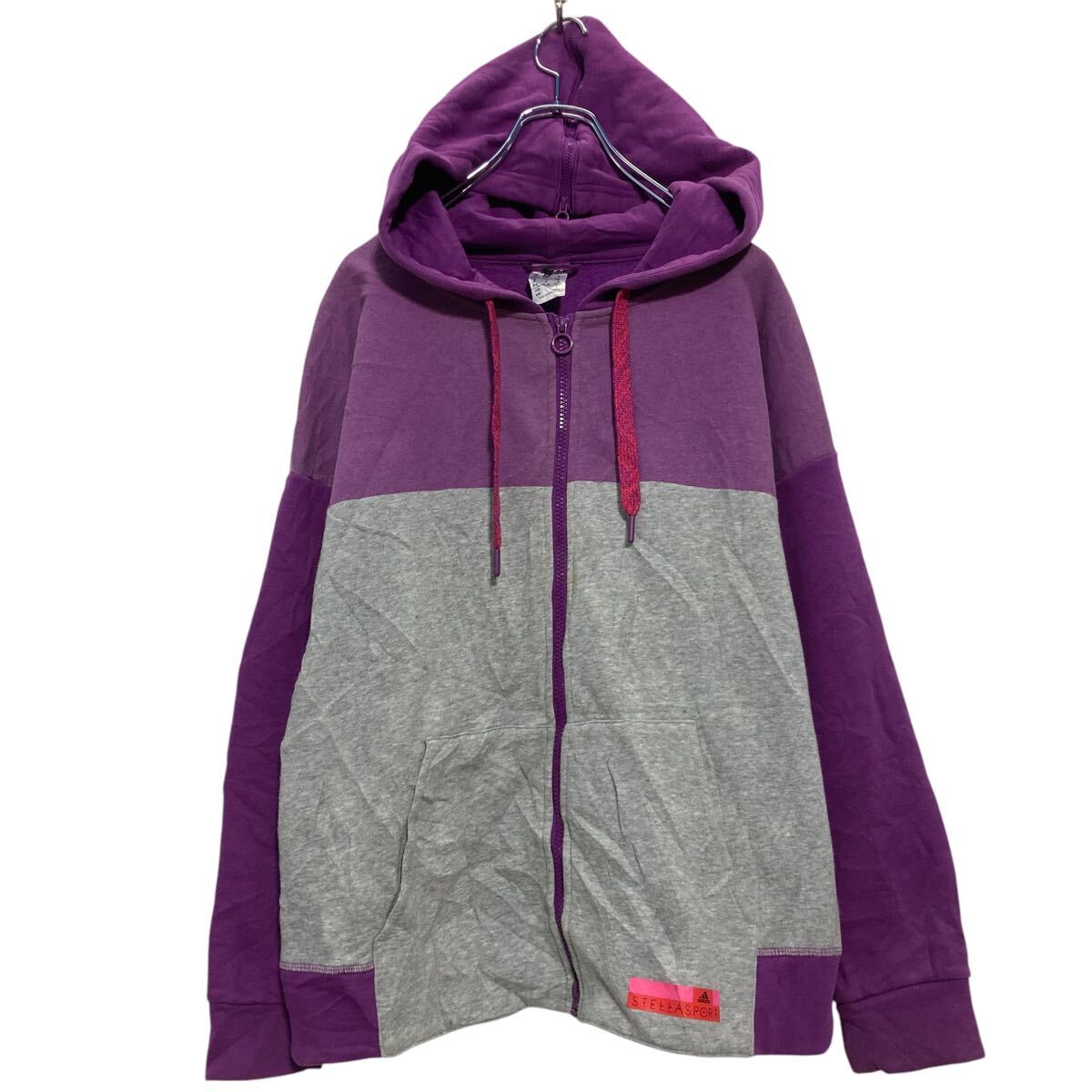 【中古】【古着】 adidas Stellasport ロゴスウェット パーカー レディース M パープル グレー アディダス フルジップ 古着卸 アメリカ仕入 a701-5592