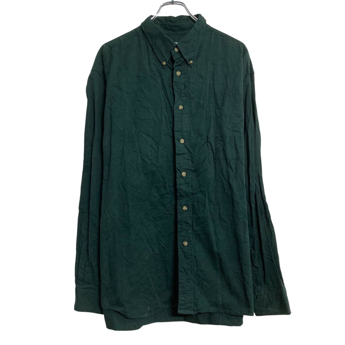 【中古】【古着】 CUMBERLAND OUTFITTERS 長袖 無地シャツ XL ダークグリーン ビッグサイズ ボタンダウン ポケット 古着卸 アメリカ仕入 a701-5634
