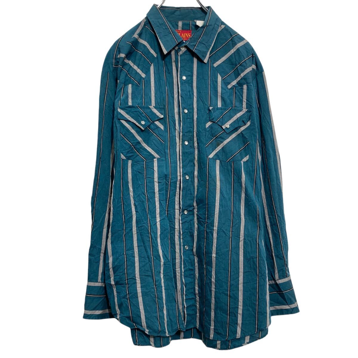 Rakuten - 【中古】【古着】 ELY PLAINS 長袖 ウエスタンシャツ XL グリーン ビッグサイズ ポケット 古着卸 アメリカ仕入 a701-5682