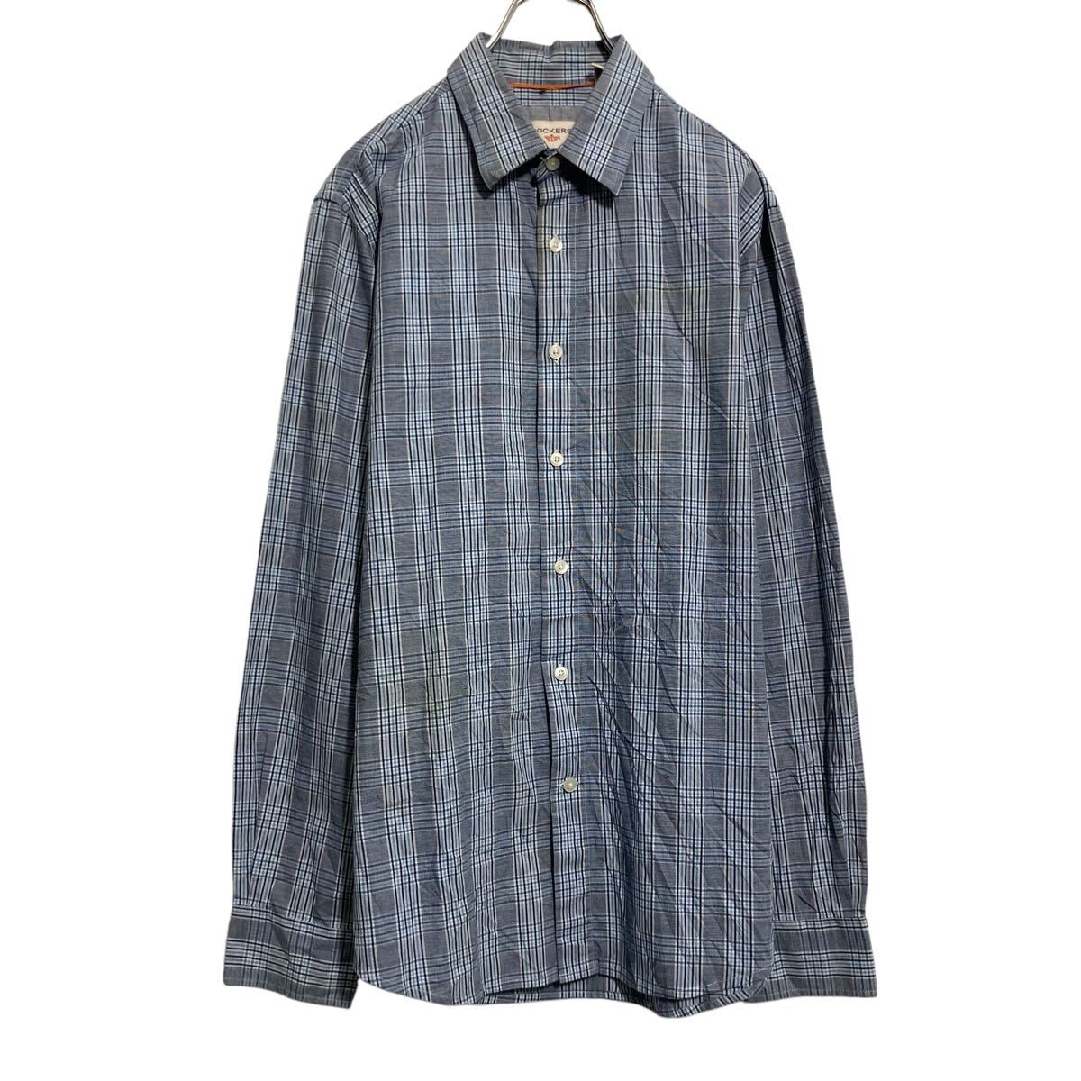 【中古】【古着】 DOCKEERS 長袖 チェックシャツ ドッカーズ M ブルー グレー ポケット 古着卸 アメリカ仕入 a701-5689