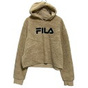 【中古】【古着】 FILA ロゴ ボアパーカー レディース M~ ベージュ フィラ 古着卸 アメリカ仕入 a701-5719