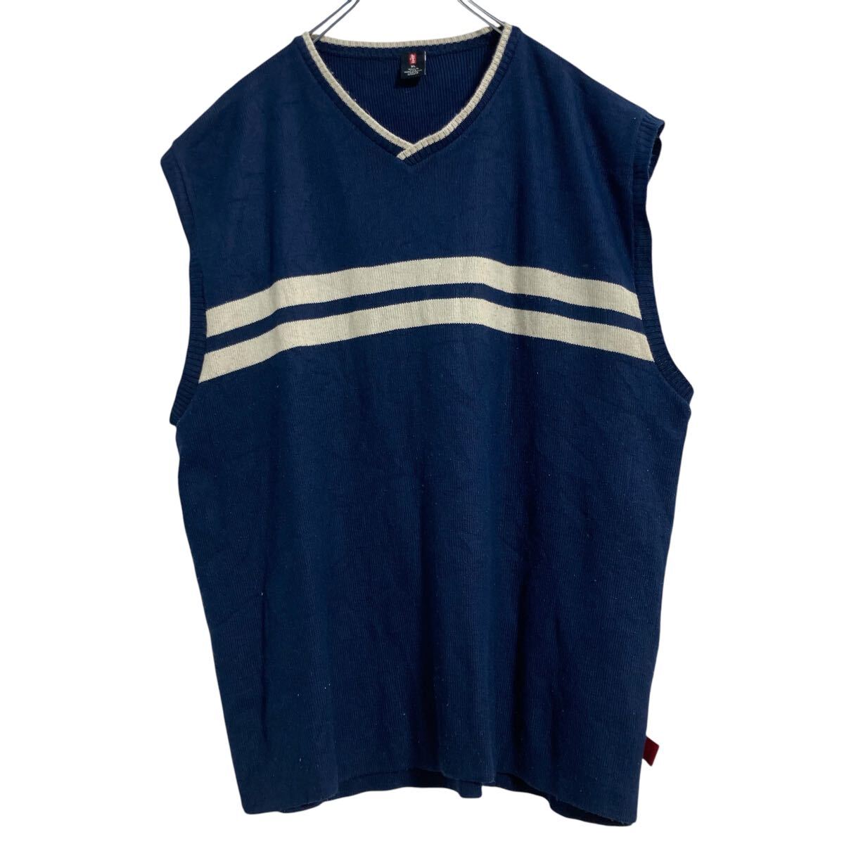 【中古】【古着】 Levi's アクリル ニット セーター ベスト XL ネイビー ベージュ リーバイス ビッグサイズ アメリカ製 古着卸 アメリカ仕入 a701-5802