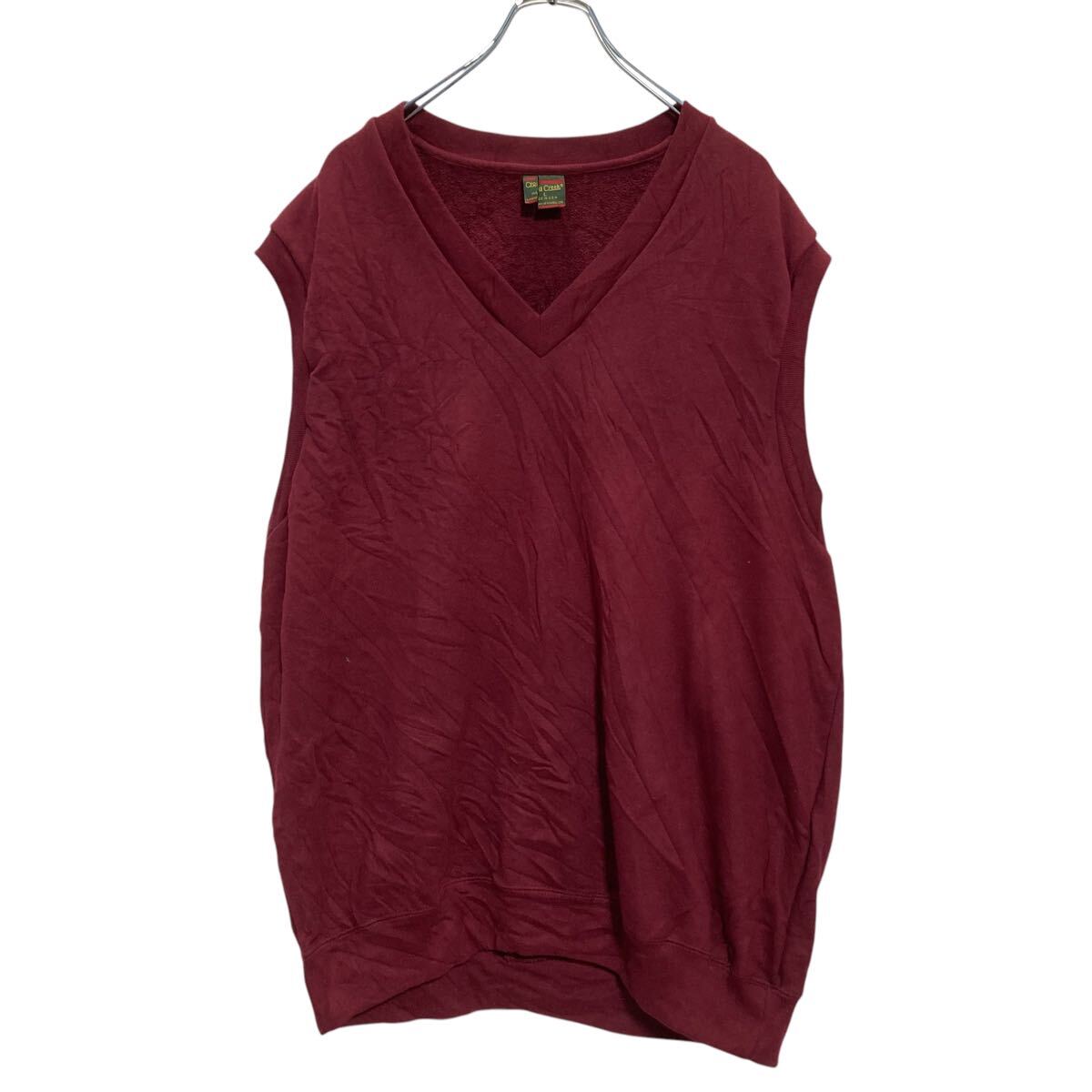【中古】【古着】 CrossCreek スウェット ベスト L バーガンディ USA製 古着卸 アメリカ仕入 a701-5862