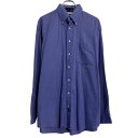 【中古】【古着】 TOMMY HILFIGER 長袖 無地シャツ 16 XL 程 ブルーパープル トミーヒルフィガー ボタンダウン ビッグサイズ 古着卸 アメリ...