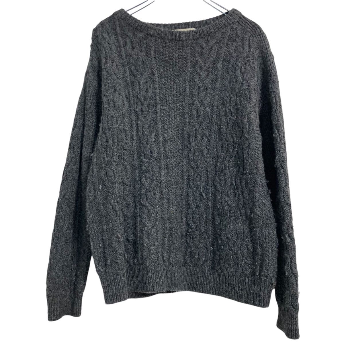 【中古】【古着】 UNIQLO ウール混 ニット セーター M グレー ユニクロ ケーブル 古着卸 アメリカ仕入 a701-6085