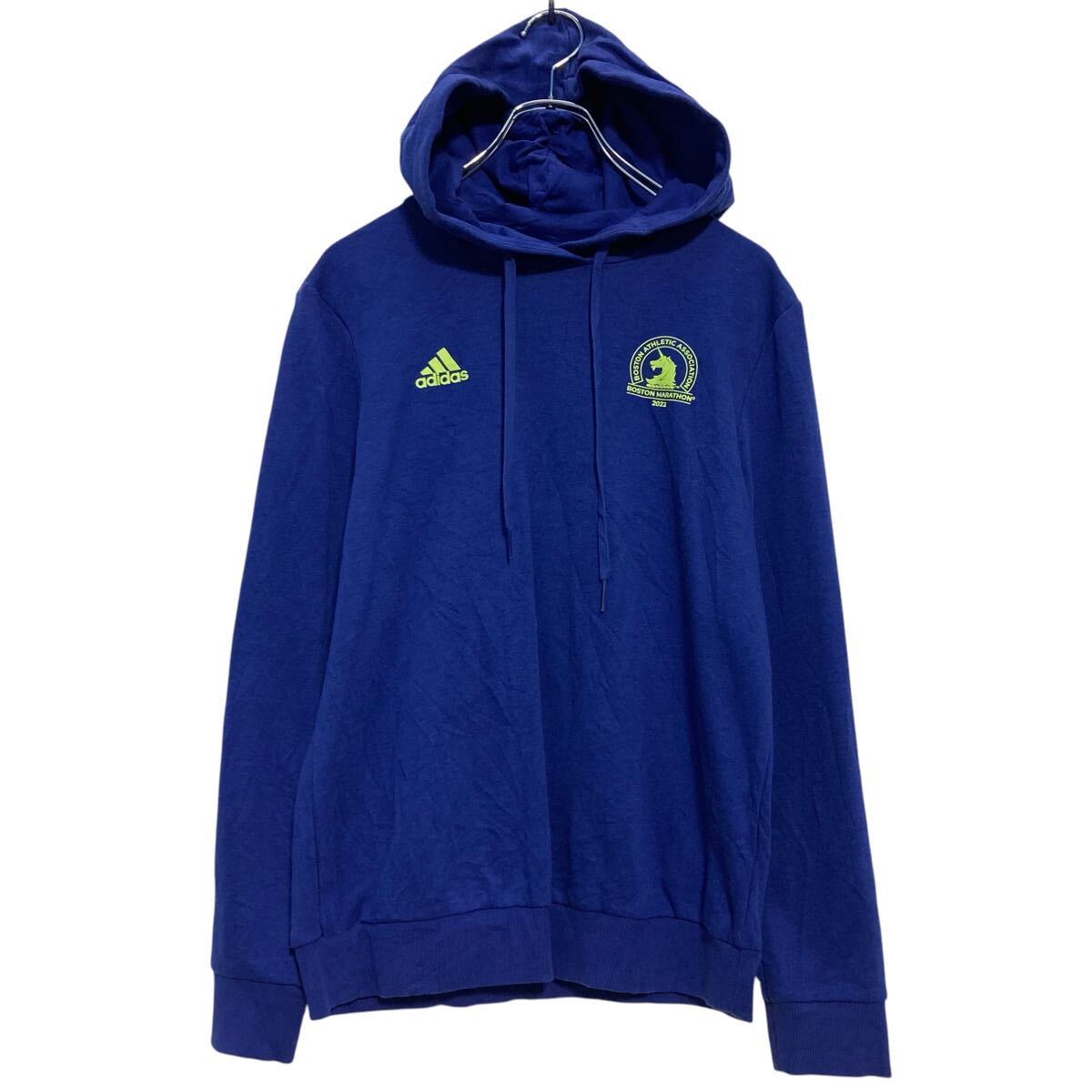 Rakuten - 【中古】【古着】 adidas プリントスウェット パーカー S ブルー アディダス スポーツ プルオーバー ロゴ BOSTON 古着卸 アメリカ仕入 a701-6098