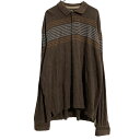 【中古】【古着】 Timberland 長袖 ポロシャツ 2XL ブラウン グレー ボーダー ティンバーランド ビッグサイズ 古着卸 アメリカ仕入 a701-6134