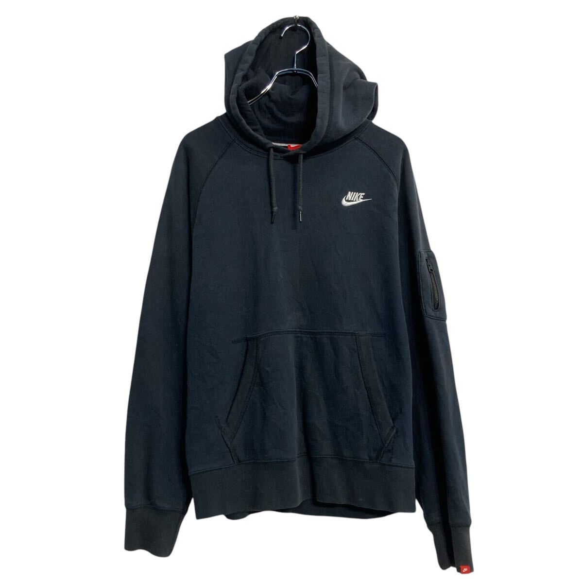【中古】【古着】 NIKE ロゴスウェット パーカー ナイキ S ブラック プルオーバー 裏起毛 ラグラン 古着卸 アメリカ仕入 a701-6156