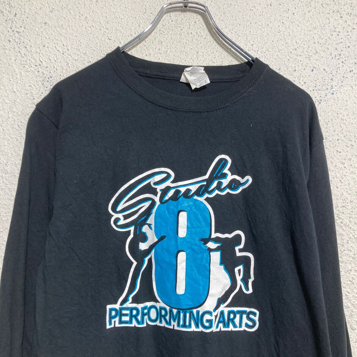 【中古】【古着】 GILDAN 長袖 プリントTシャツ キッズ M 140〜 ブラック ギルダン...