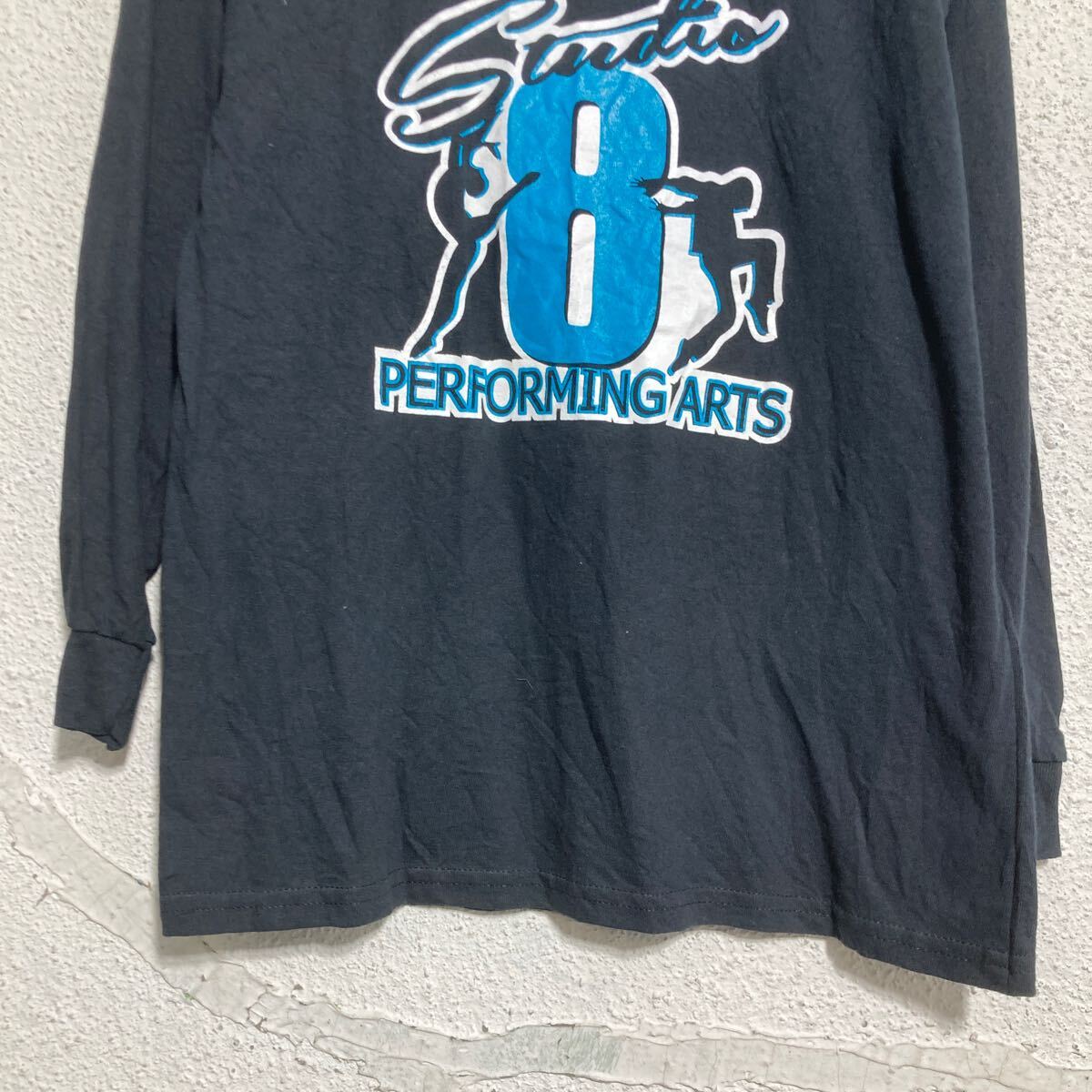 【中古】【古着】 GILDAN 長袖 プリントTシャツ キッズ M 140〜 ブラック ギルダン...