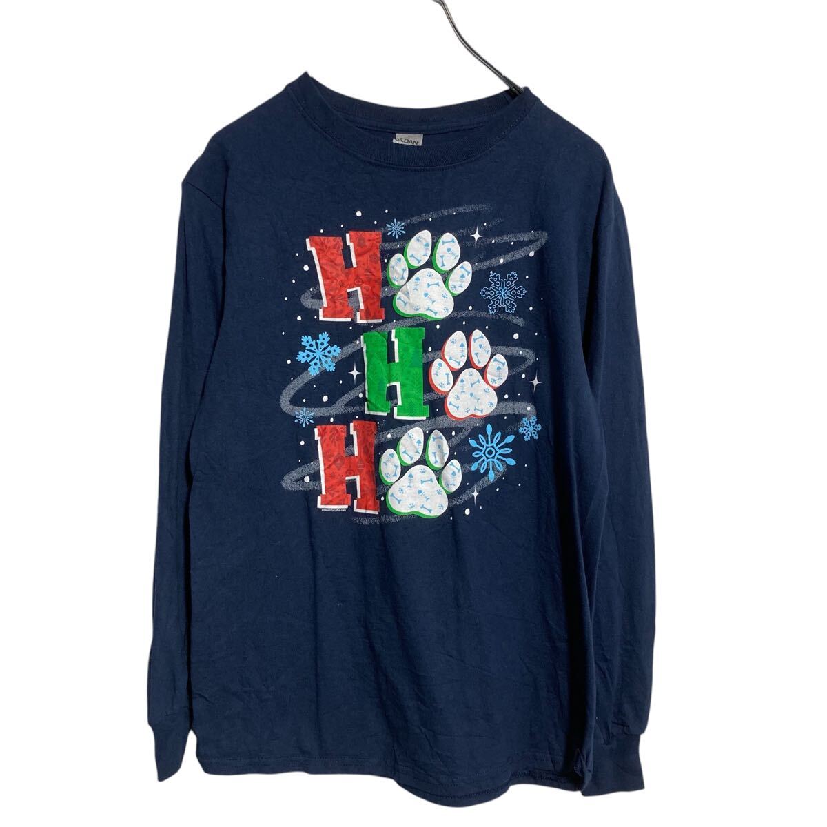 【中古】【古着】 GILDAN 長袖 プリントTシャツ S ネイビー ギルダン クリスマス バックプリント ロンT ロングTシャツ 古着卸 アメリカ仕入 a701-6292