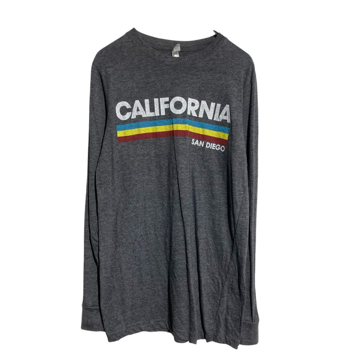 【中古】【古着】 TEEMAX 長袖 プリントTシャツ S ダークグレー CALIFORNIA ロンT ロングTシャツ 古着卸 アメリカ仕入 a701-6299