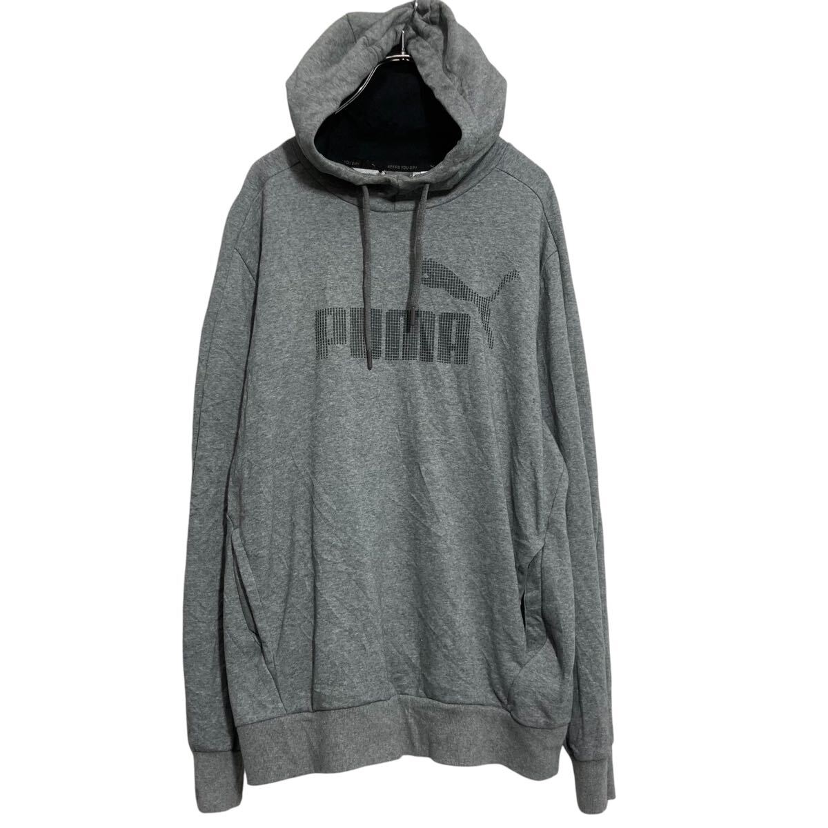 【中古】【古着】 PUMA ロゴスウェット パーカー L グレー プーマ プルオーバー 裏起毛 古着卸 アメリカ仕入 a701-6369