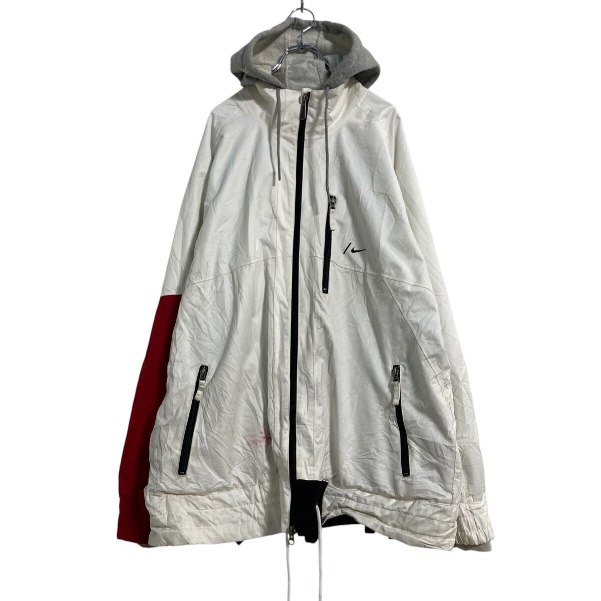 【中古】【古着】 NIKE SNOWBOADING ナイロンジャケット 2XL ホワイト グレー レッド ナイキ レイヤードパーカー 古着卸 アメリカ仕入 a701-6560