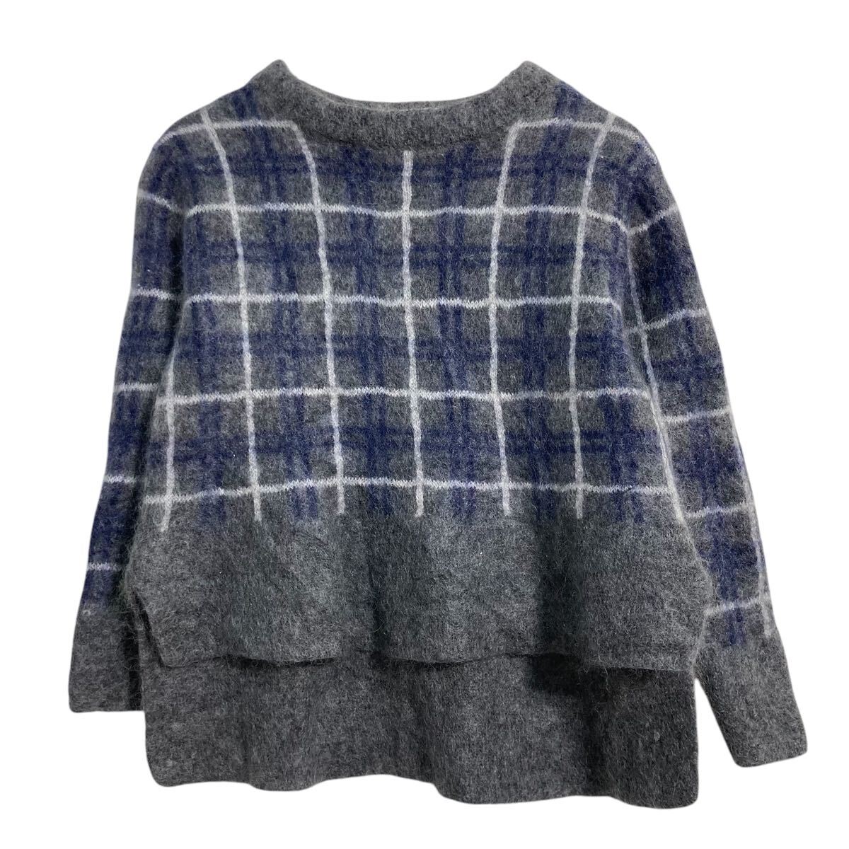 【中古】【古着】 ZARA モヘア混 ニット セーター レディース XS〜 グレー ホワイト ネイビー ザラ チェック 古着卸 アメリカ仕入 a701-6573