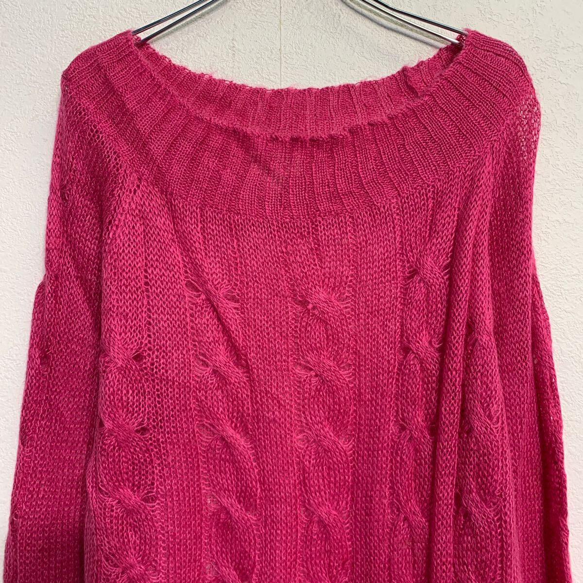 【中古】【古着】 ニット セーター レディース 3XL ピンク アクリル混 プルオーバー ビッグサイズ ケーブルニット 薄手 古着卸 アメリカ仕入 a701-6602