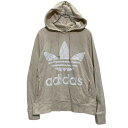 【中古】【古着】 adidas プリントスウェット パーカー レディース L ベージュ アディダス スポーツ プルオーバー 古着卸 アメリカ仕入 a701-6652