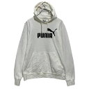【中古】【古着】 PUMA プリントスウェット パーカー レディース L ホワイト プーマ スポーツ プルオーバー 裏起毛 古着卸 アメリカ仕入 a701-6658