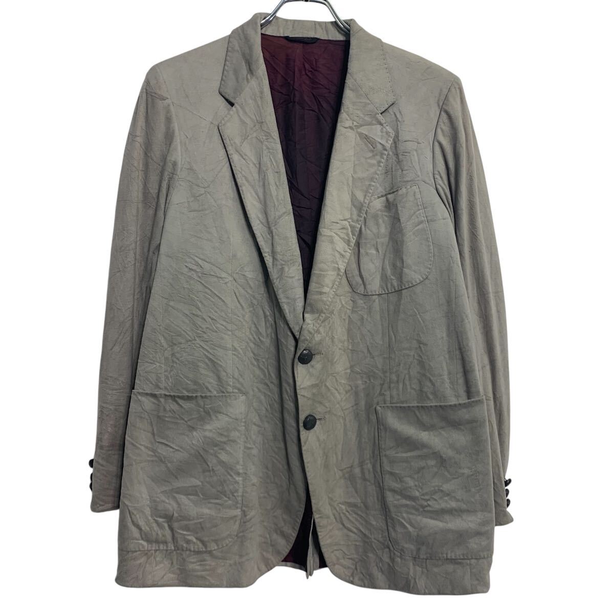 【中古】【古着】 テーラードジャケット L 程 グレー ボタン ブレザー ベロア 胸ポケット シンプル 秋冬 アウター 古着卸 アメリカ仕入 a701-6747