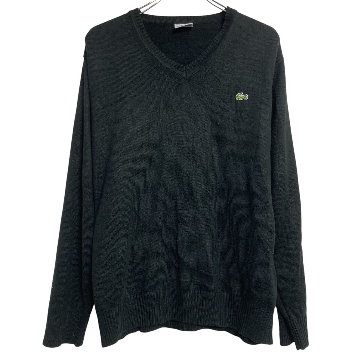 【中古】【古着】 LACOSTE コットンニット セーター S ブラック ラコステ Vネック 防寒 古着卸 アメリカ仕入 a701-6797