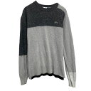 【中古】【古着】 LACOSTE ニット セーター ラコステ L~ グレー アシンメトリー ロゴ 防寒 古着卸 アメリカ仕入 a701-6820(4)