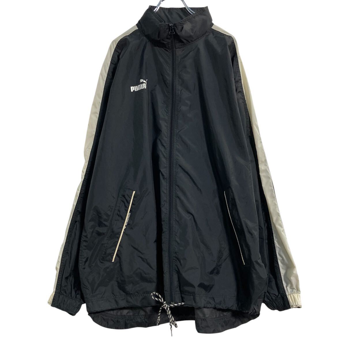 【中古】【古着】 PUMA ジップアップ ナイロンジャケット XL ブラック プーマ ブルゾン 薄手 ビッグサイズ 古着卸 アメリカ仕入 a701-6883