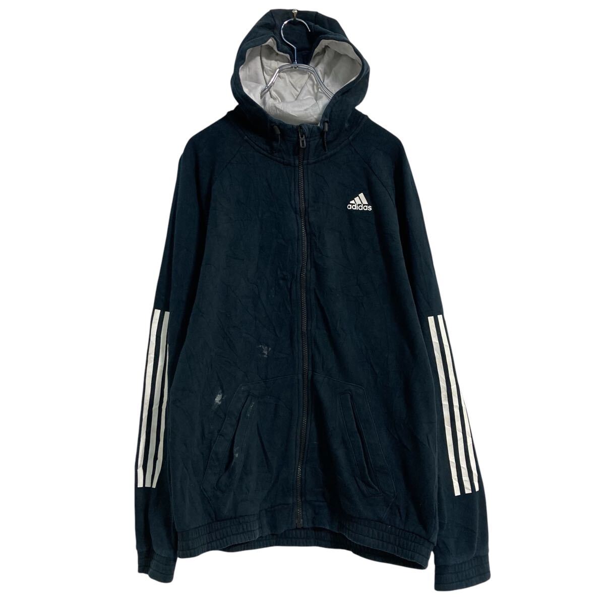 Other - 【中古】【古着】 adidas ロゴスウェット パーカー L ブラック アディダス スポーツ ジップアップ 裏起毛 古着卸 アメリカ仕入 a701-6897