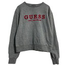 【中古】【古着】 GUESS ロゴスウェット トレーナー レディース S ダークグレー ピンク ゲス プルオーバー 古着卸 アメリカ仕入 a701-6916