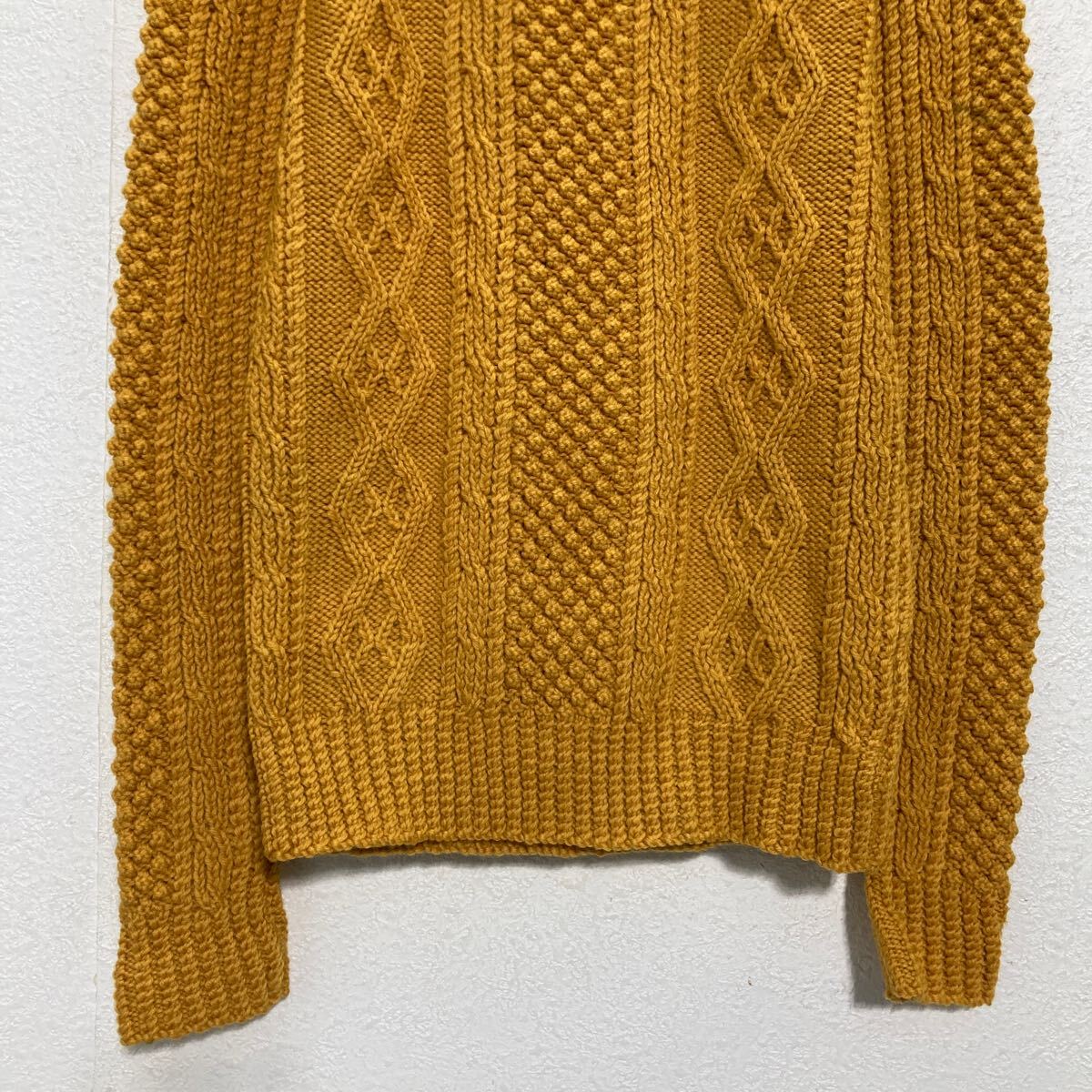 【中古】【古着】 柄編み ニット セーター M〜 マスタードイエロー ハンドメイド 古着卸 アメリカ仕入 a701-7049