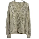 【中古】【古着】 J.CREW ニット セーター レディース XXL アイボリー ジェークルー プルオーバー Vネック ケーブルニット 古着卸 アメリカ仕入 a701-7053