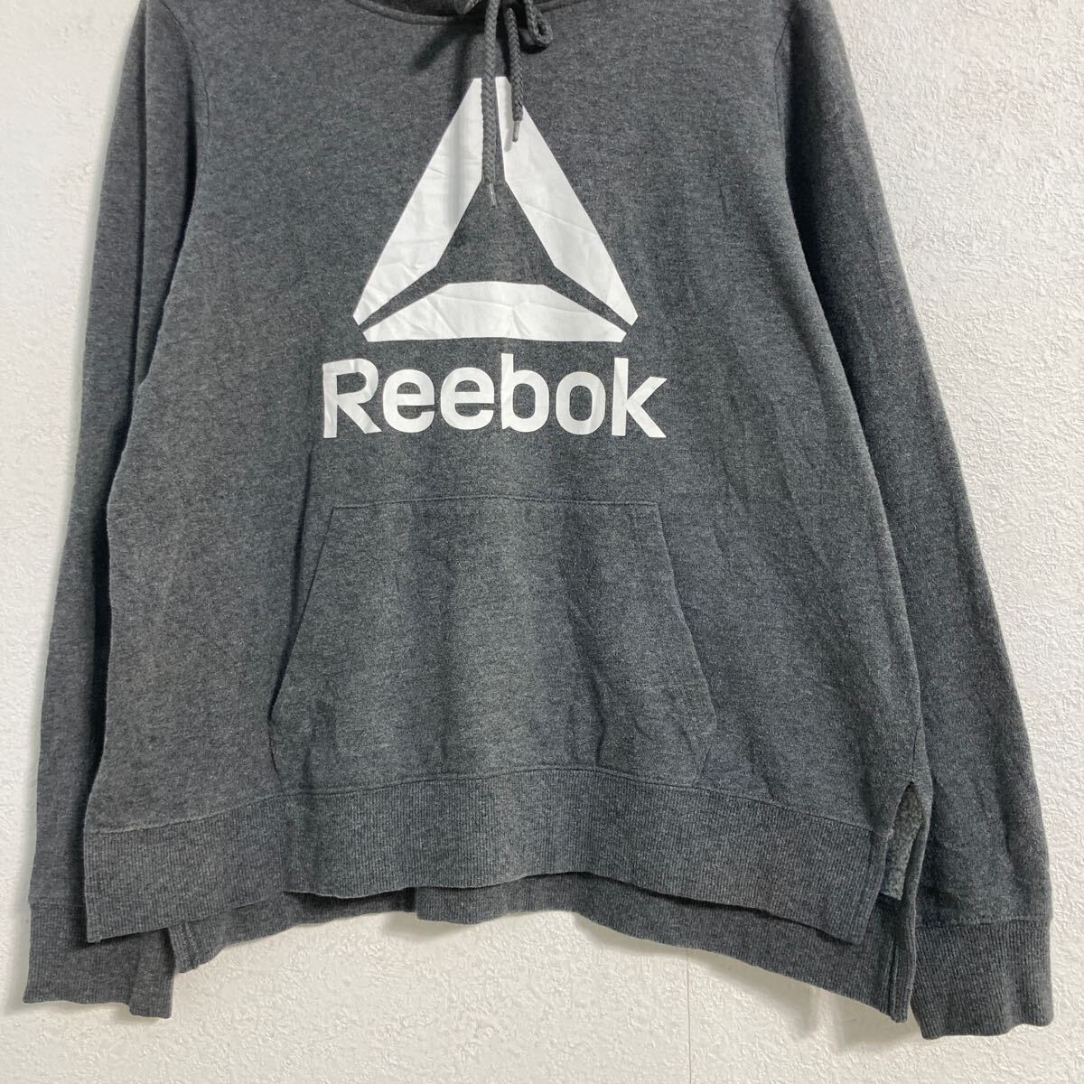 【中古】【古着】 Reebok プリントスウェット パーカー キッズ L 160〜 ダークグレ...