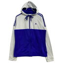 【中古】【古着】 adidas ロゴジャージ パーカー レディース M ホワイト ブルー アディダス スポーツ ジップアップ 古着卸 アメリカ仕入 a701-7...