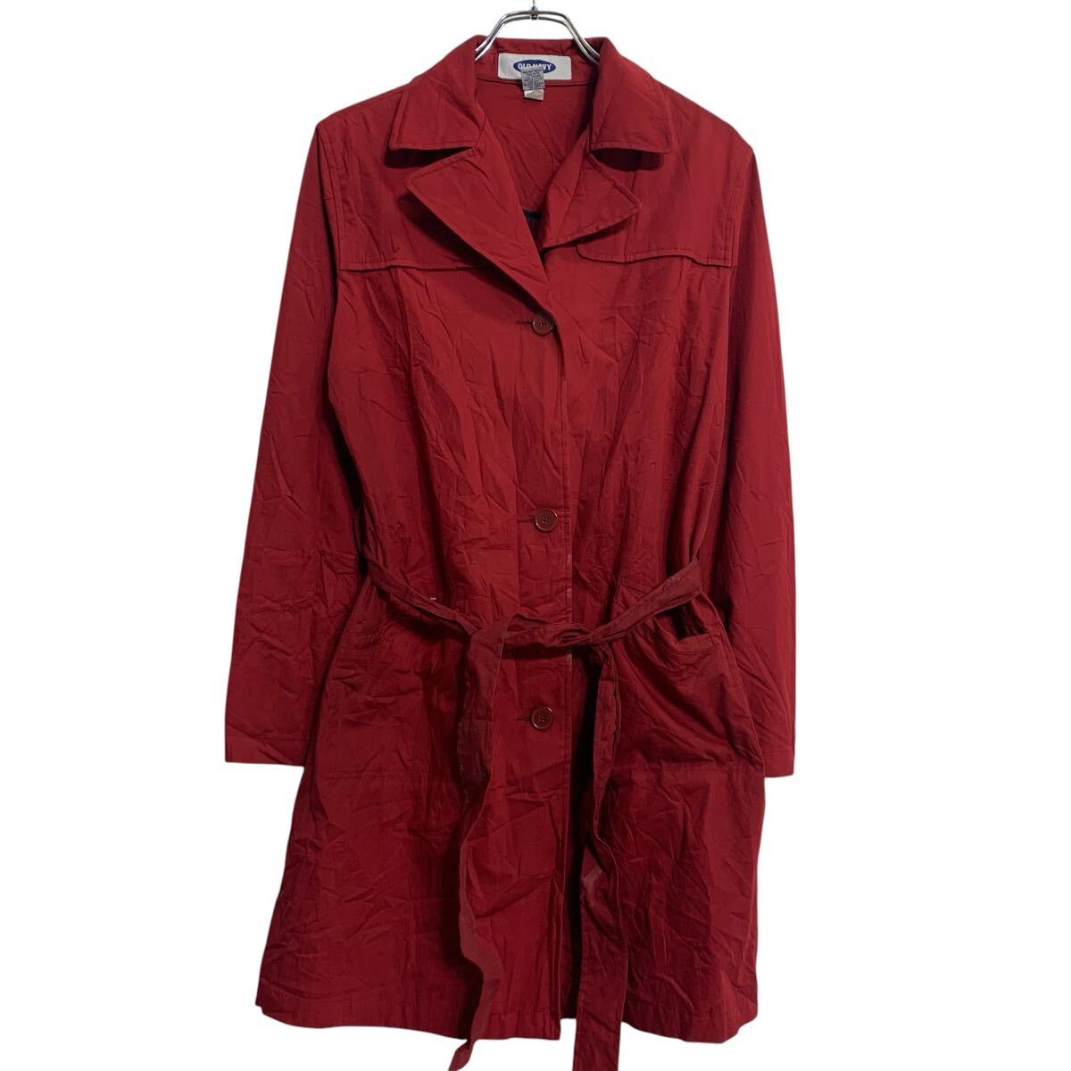 【中古】【古着】 OLD NAVY コート L レッド オールドネイビー ボタン ベルト コットン シンプル 秋冬 アウター 古着卸 アメリカ仕入 a701-7255